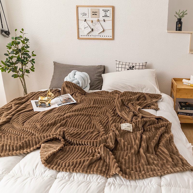 Chăn lông tuyết kẻ tăm Muji Nhật - Chăn tuyết kẻ tăm thu đông Muji xuất nhật - Chăn hè thu
