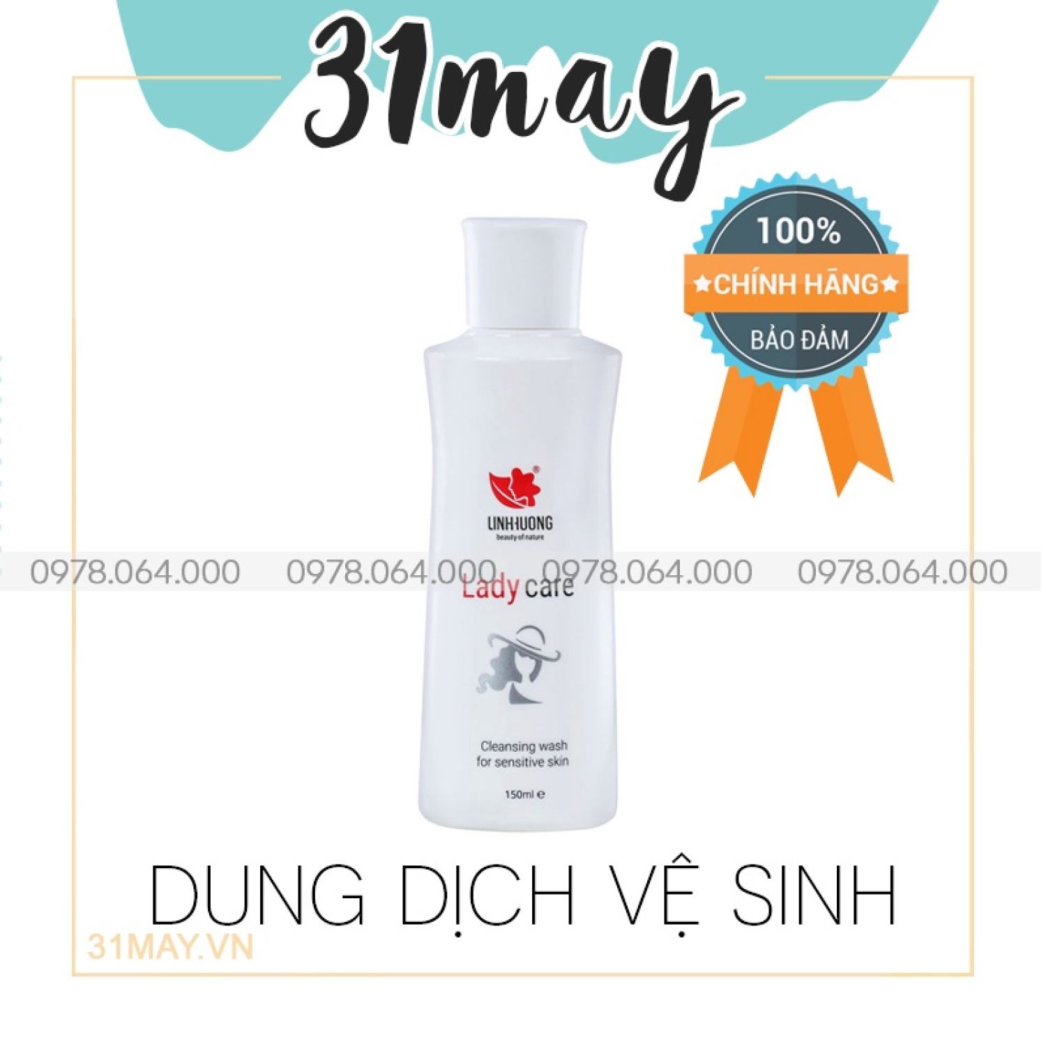 Nước rửa vệ sinh linh hương chính hãng - dung dịch vệ sinh phụ nữ lady care 150ml
