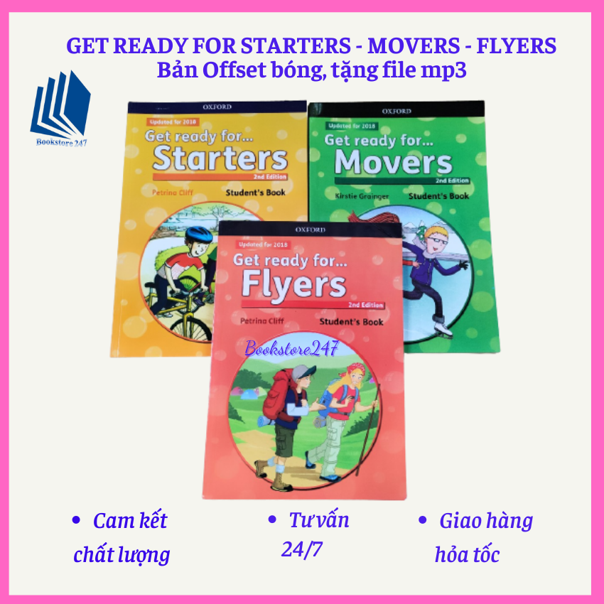 Get Ready for Starters,  Movers, Flyers - bản màu offset đẹp, tặng mp3