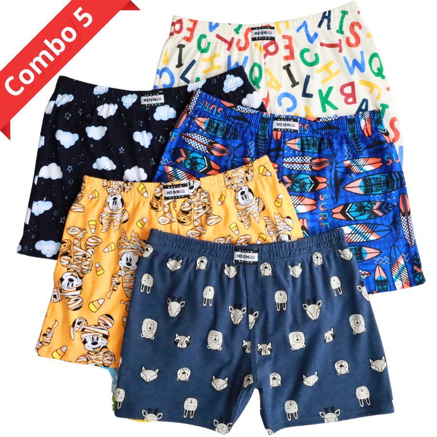 Combo 5 Quần Đùi Ngủ Nam Giao Ngẫu Nhiên Theo Chủ Đề Yêu Thích Có Bigsize