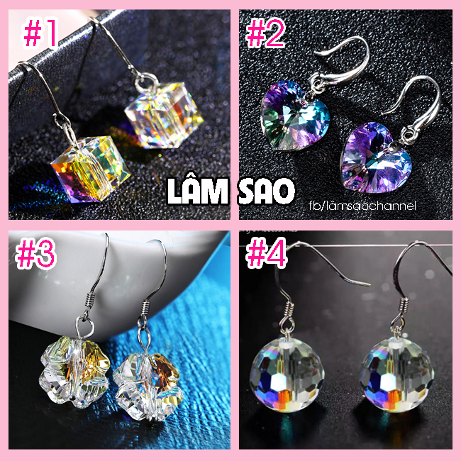 Bông Tai Nữ Bạc ý 925 Pha Lê Swarovski áo Cao Cấp - SAOVIP - Lâm sao channel