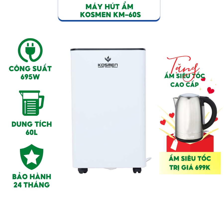 Máy hút ẩm dân dụng Đức Kosmen KM-60S - Hàng chính hãng kích hoạt bảo hành điện tử 24 tháng