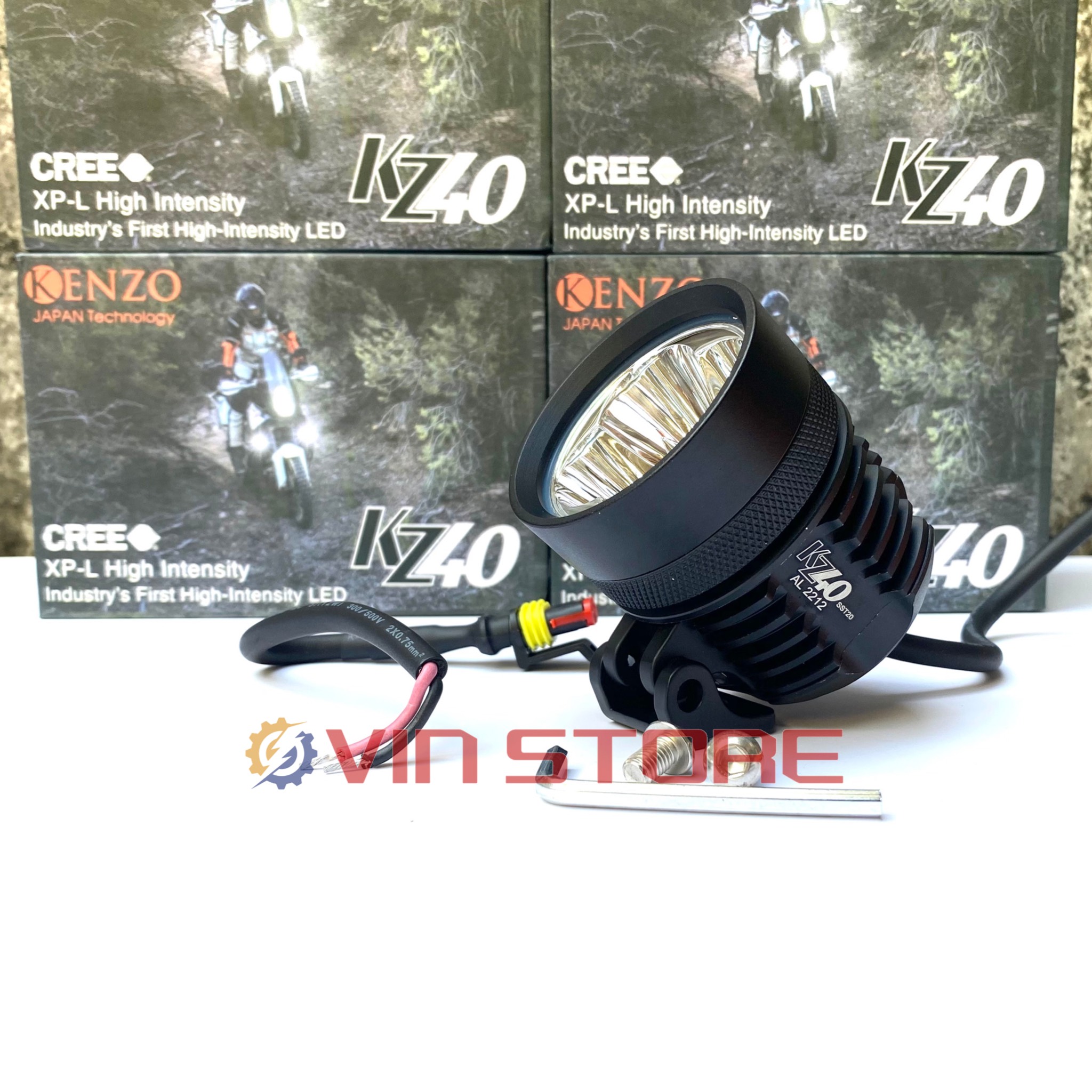 Trợ sáng kz40, l4x chip sst20 kính tím