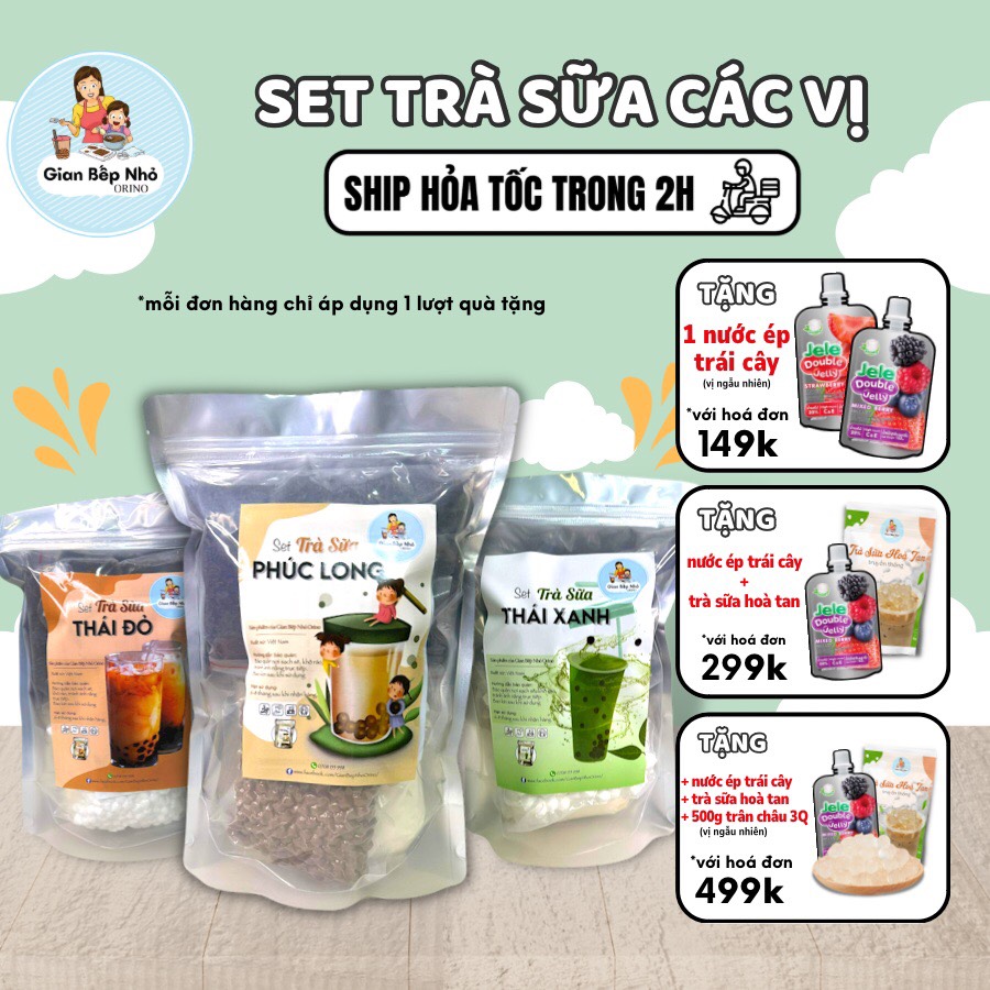 [HCM] Set Nguyên Liệu Tự Pha Trà Sữa Phúc Long/ Trân Châu Hoàng Kim / Thái Xanh / Thái Đỏ (30-35 Ly)