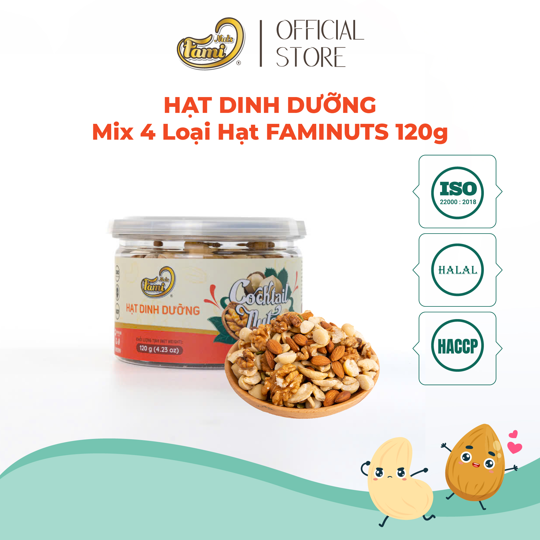 Hạt dinh dưỡng mix siêu hạt từ 4 loại hạt giàu dinh dưỡng faminuts hũ 120gr