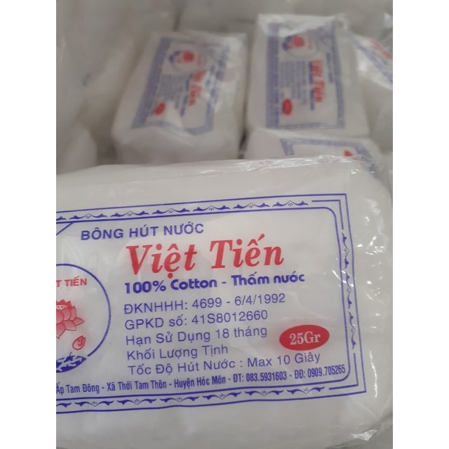 Bông gòn cuộn y tế việt tiến 25g (bông hút nước) - 25g mềm mịn dai không bị tơi dùng trong y tế nha khoa thẩm mỹ vệ sinh cho em bé