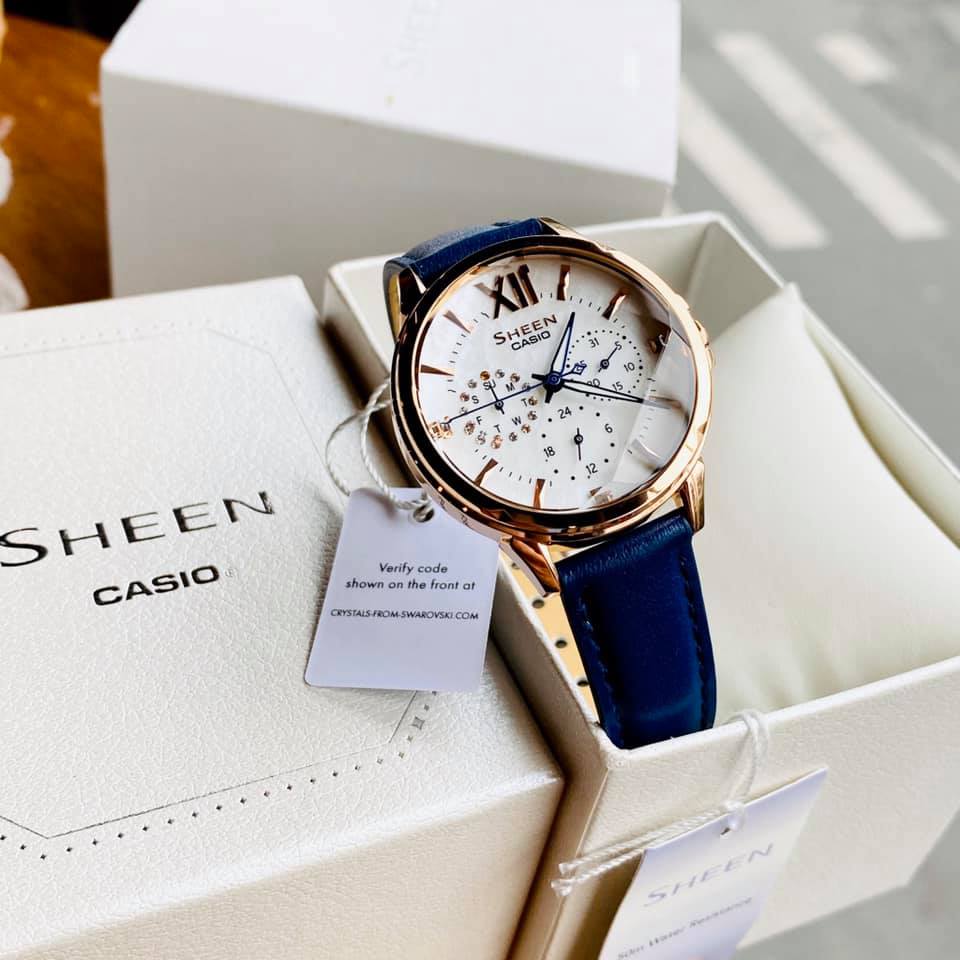 Đồng hồ nữ cao cấp casio chính hãng sheen she 3056pgl - 7b bảo hành 2 năm