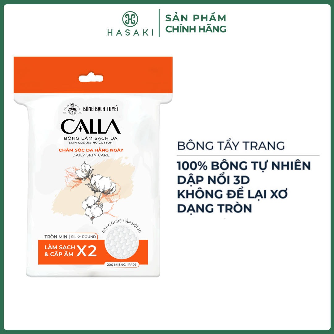 Bông Tẩy Trang Bông Bạch Tuyết Calla Dập Nổi 3D Dạng Tròn Hasaki Sản Phẩm Chính Hãng