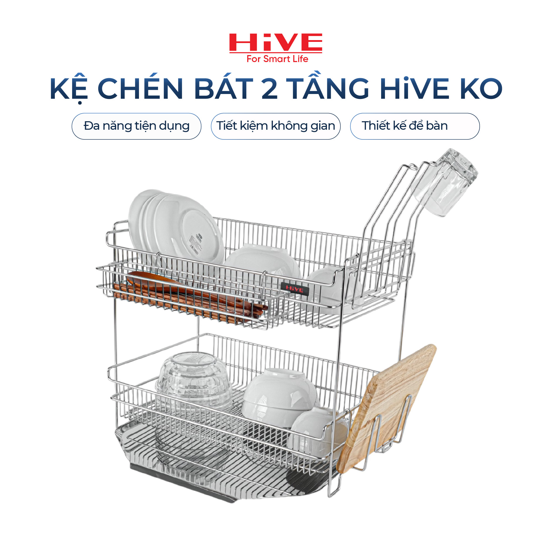 Kệ úp chén bát HiVE KO inox Cao Cấp