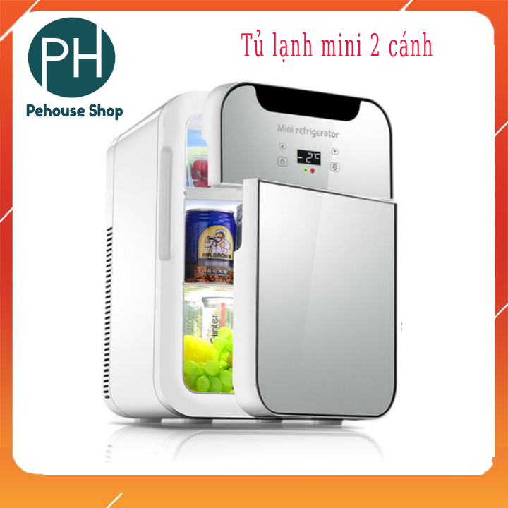[HÀNG LOẠI XỊN]Tủ lạnh mini 2 cánh, Tủ lạnh mini 2 chiều nóng lạnh dùng trên ô tô, bảo quản mỹ phẩm dung tích 20 Lit, điều khiển cảm ứng hiển thị nhiệt độ BẢO HÀNH 12 THÁNG