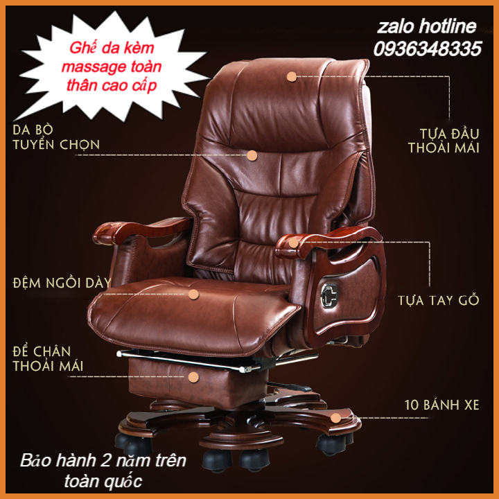 Ghế làm việc văn phòng - Ghế chủ tịch - Ghế giám đốc có massage toàn thân  điều khiển tiện dụng