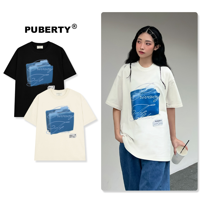 Áo thun puberty privacy folder/ màu kem, đen, hồng