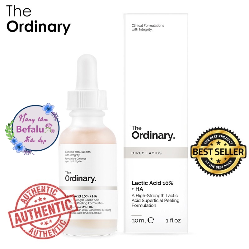 Tinh Chất Tẩy Tế Bào Chết và Sáng da Serum The Ordinary Lactic Acid 10% + HA Hộp 30ml