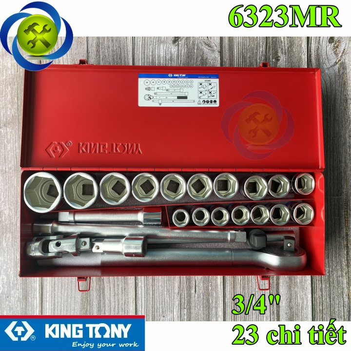 [HCM][Trả góp 0%] Bộ tuýp 3/4 Kingtony 6323MR 23 chi tiết
