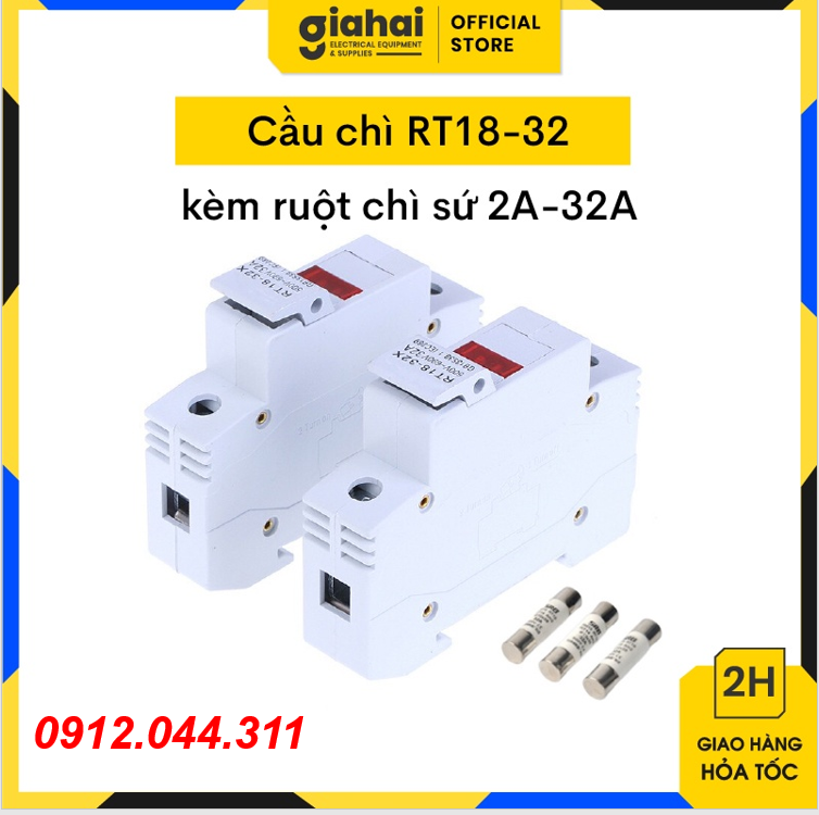 Cầu chì rt18-32 kèm ruột chì sứ 2a-32a - tbd69