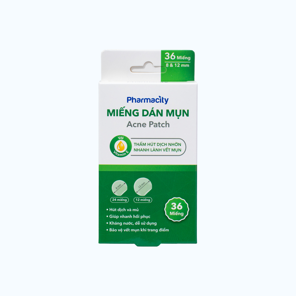 Miếng dán mụn Pharmacity giảm sưng mụn, bảo vệ da (36 miếng/hộp)