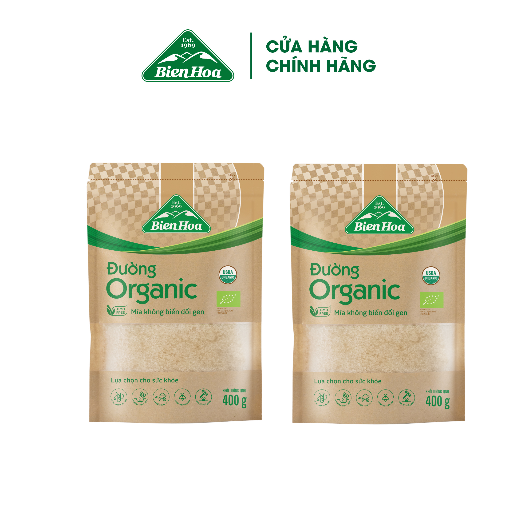Combo 2 Túi Đường Organic Biên Hòa túi 400g/túi