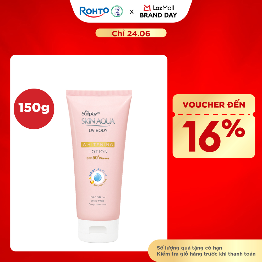 Kem chống nắng body Skin Aqua dưỡng trắng dùng hàng ngày Sunplay Skin Aqua UV Body Whitening Lotion SPF 50+ PA++++ 150g