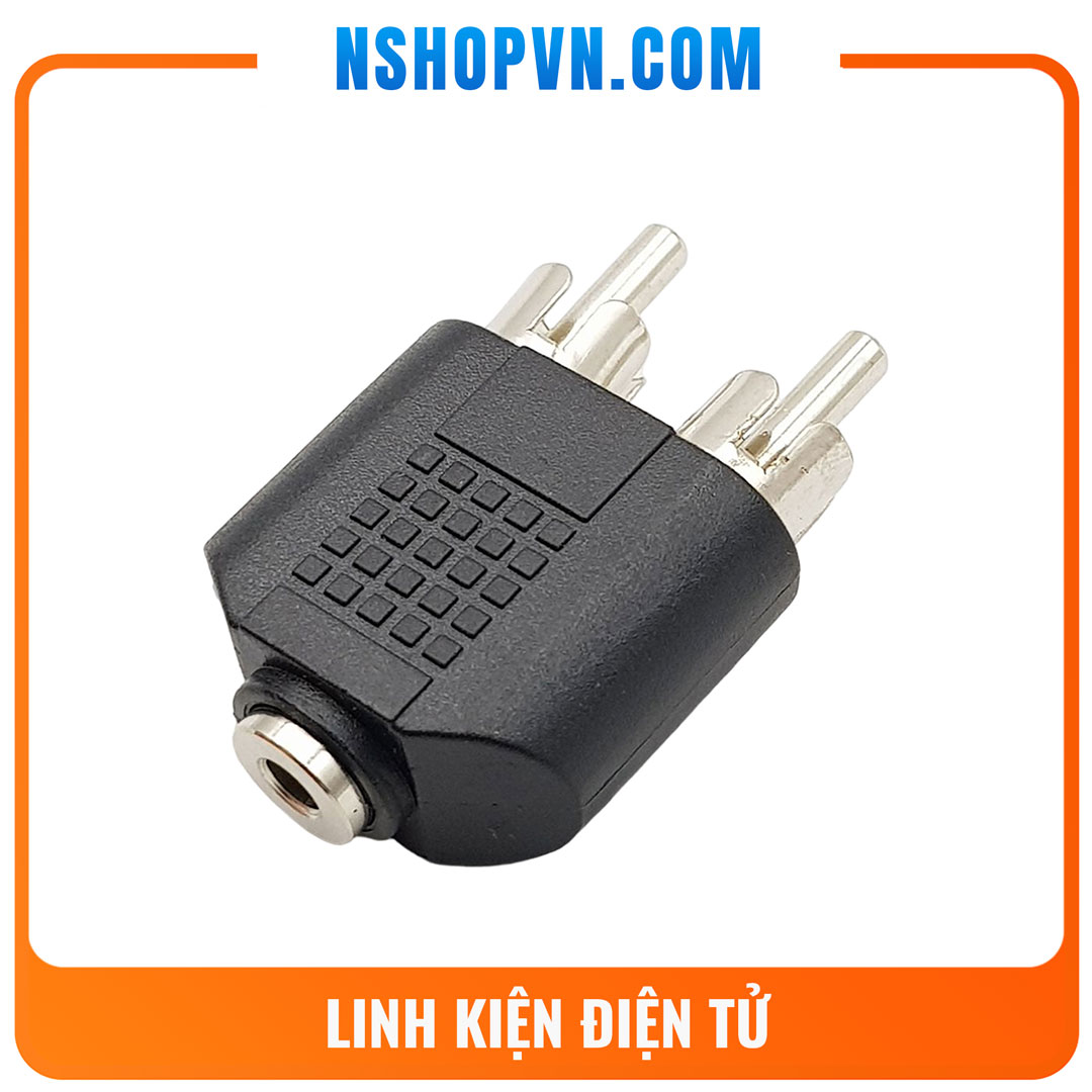 Đầu chuyển đổi 3.5mm cái sang 2 đầu bông sen RCA đực