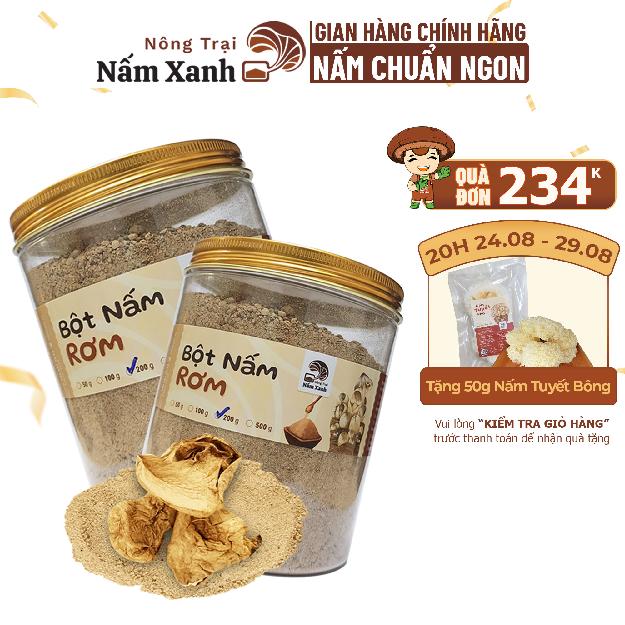 Bột nấm rơm xay - nêm vị ngọt thanh bổ dưỡng cho món ăn - nấm xanh