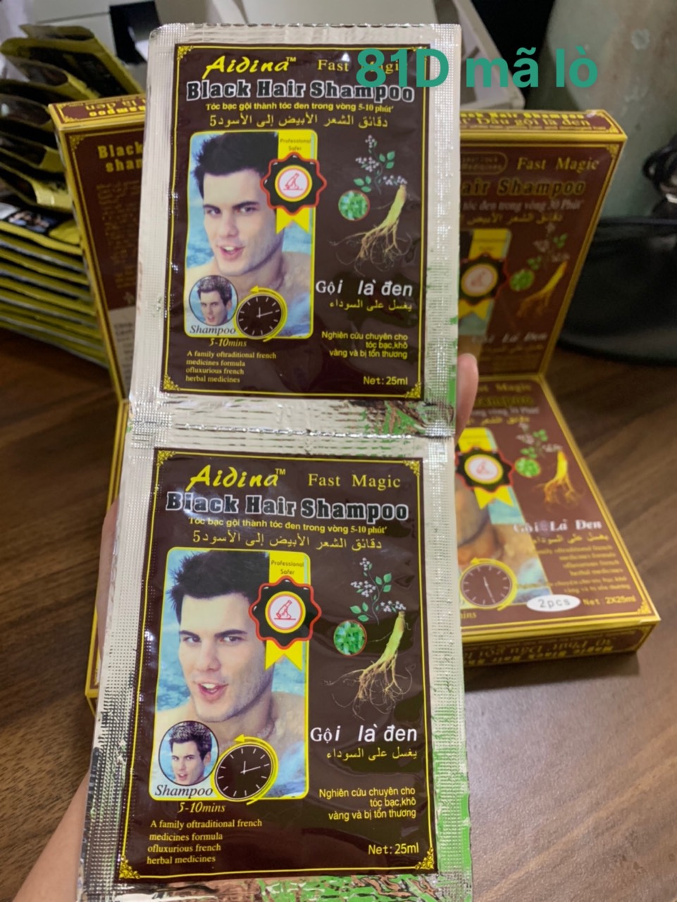 Dầu Gội Là Đen Fast Magic Back Hair Shampoo (Hộp 2 gói) combo 10 hộp