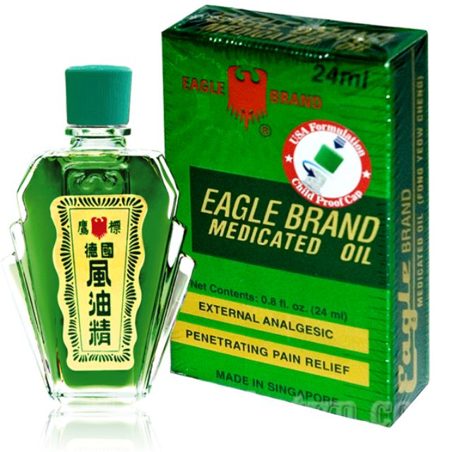 Dầu gió xanh con Ó Eagle Brand Medicated Oil 2 nắp của Mỹ 24ml