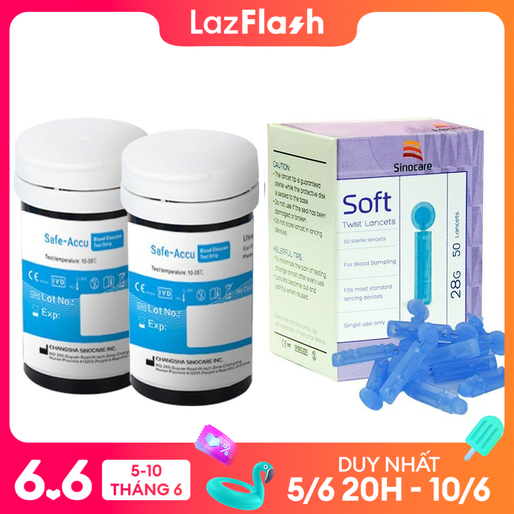 Que thử Đường Huyết Sinocare Safe Accu Hộp 25 Hoặc 50