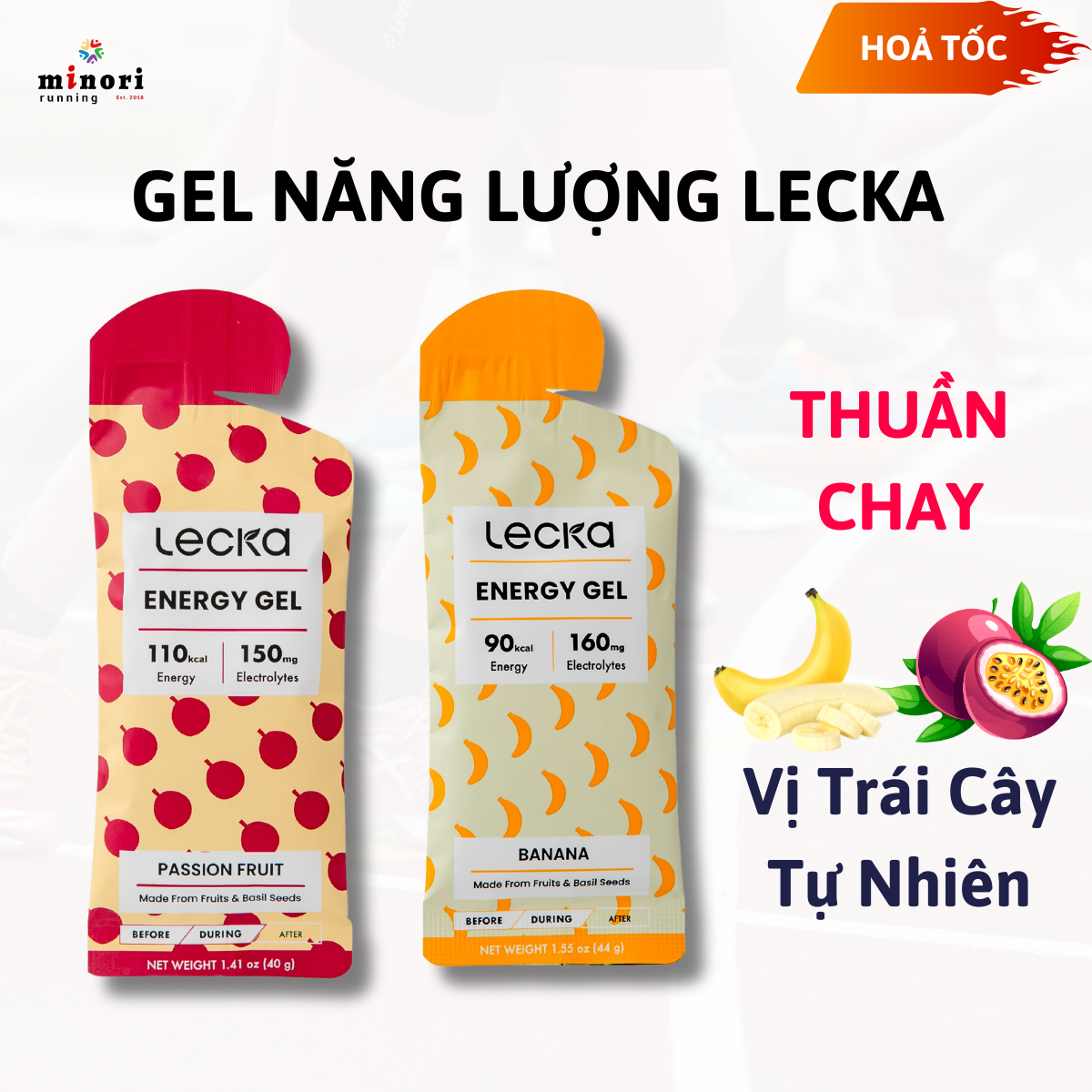 Gel Năng Lượng LECKA bổ sung năng lượng nhanh trong vận động thể thao Gói 40g - Minori Store