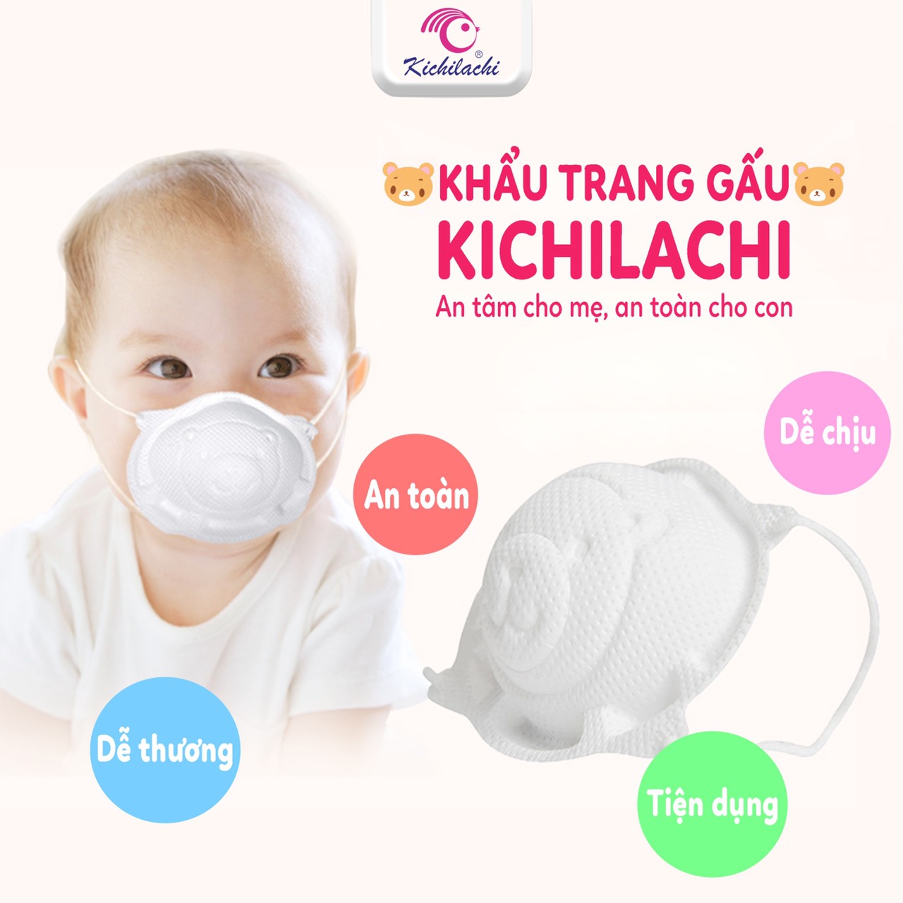 Set 3 khẩu trang gấu Kichi