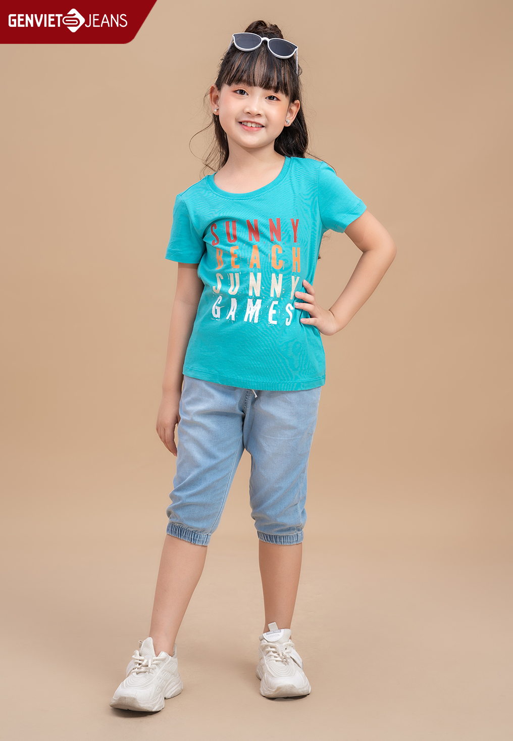 Quần ngố bé gái cạp chun nq311j1795 genviet jeans