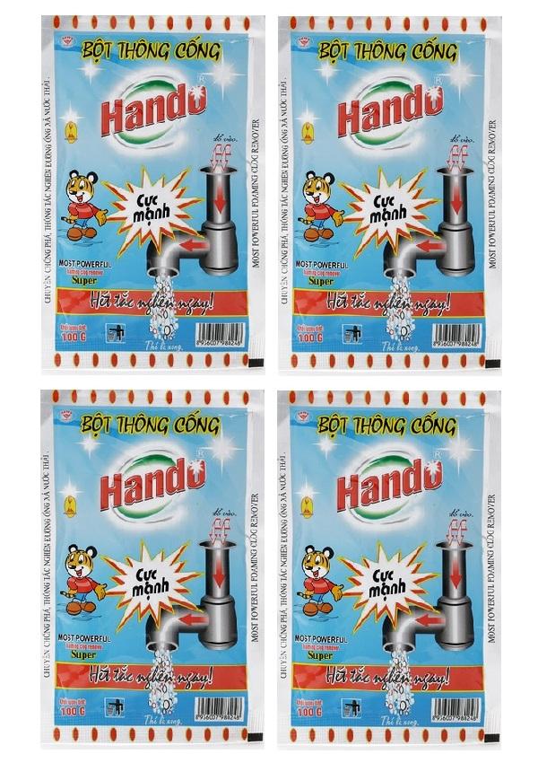 Bộ 4 gói bột thông cống nội địa hando 100g mss03