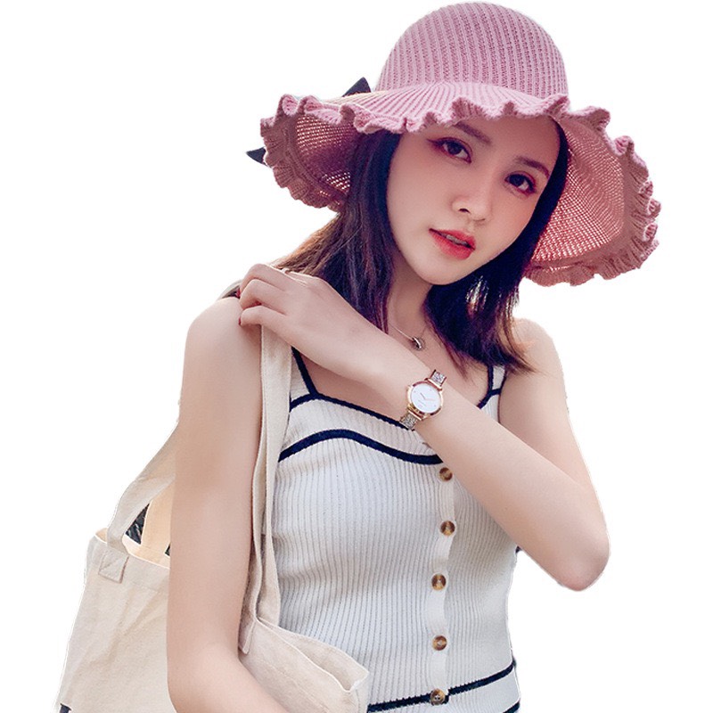 Mũ cói, nón cói mềm hở chóp nơ sau