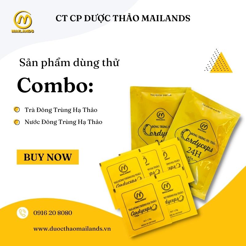 Combor Trà đông trùng hạ thảo + nước dông trùng hạ thảo 24h