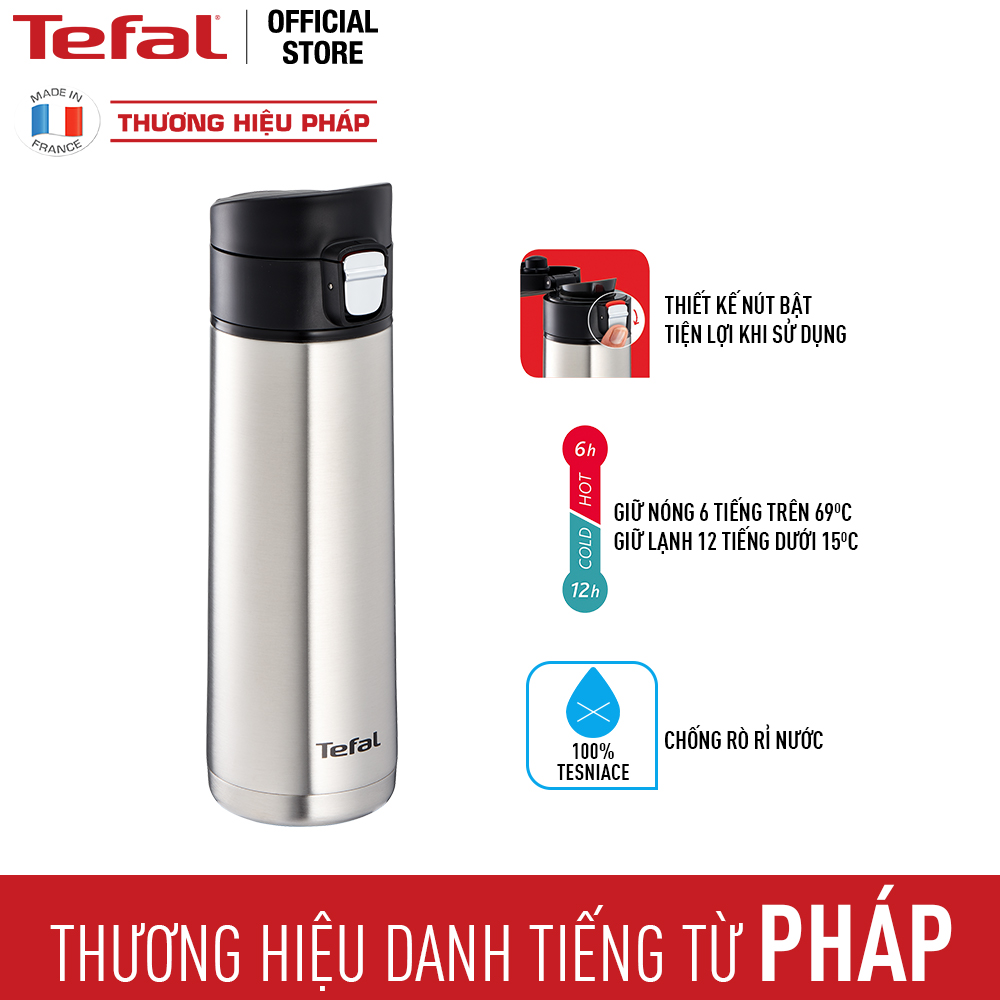 Bình đựng nước tiện lợi Tefal K2271224, 350ml, hàng chính hãng bảo hành 2 năm