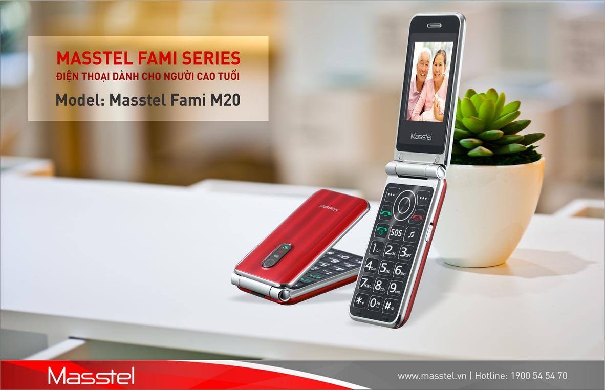 Điện Thoại Nắp Gập 2 sim Masstel Fami M20 Dành cho người già Chữ To - Bảo hành 12 tháng