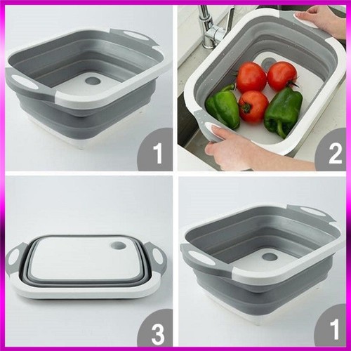[HCM][HÀNG HOT] BỘ THỚT KÈM CHẬU GẤP GỌN ĐA NĂNG THỚT GẤP GỌN ĐA NĂNG 3IN1 - BỘ THỚT GẤP GỌN KÈM THAU RỔ RỬA HOA QUẢ TIỆN LỢI CHẬU GẤP GỌN KÈM THỚT THÔNG MINH