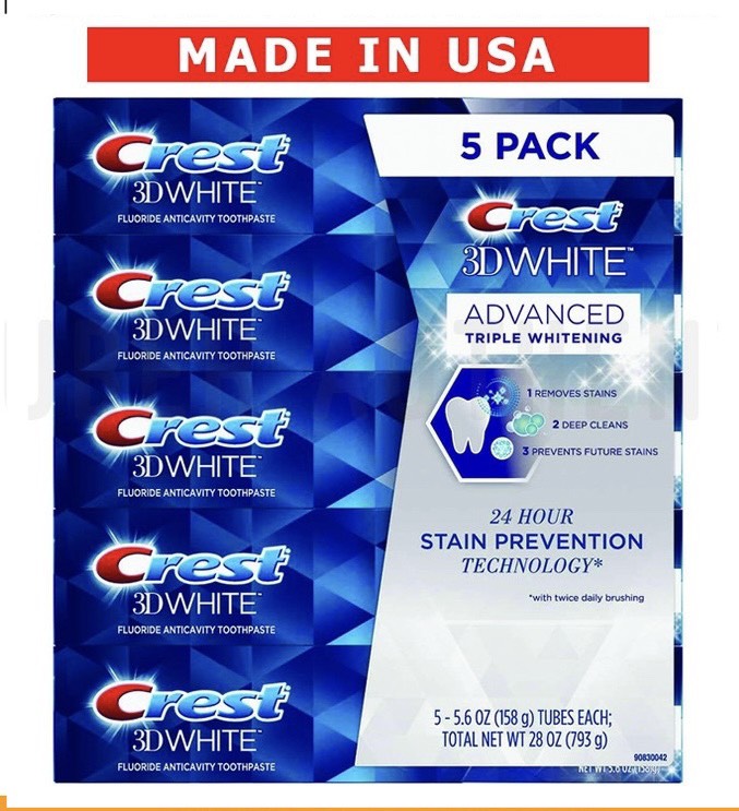 Kem đánh răng Crest 3D White Advanced Whitening 158g