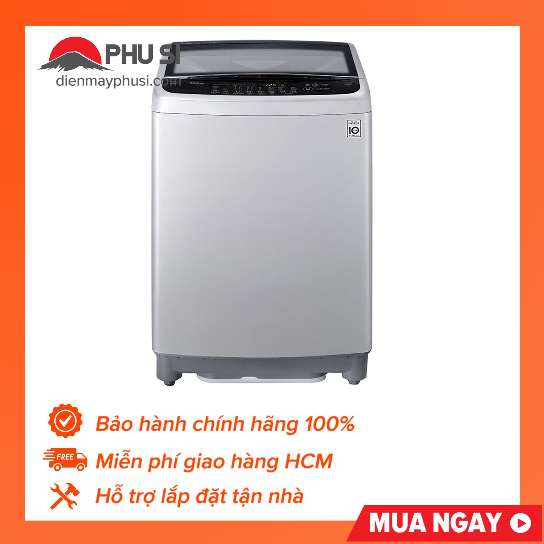 TRẢ GÓP 0% - BẢO HÀNH 2 NĂM - Máy giặt LG T2555VS2M 15.5kg Smart Inverter