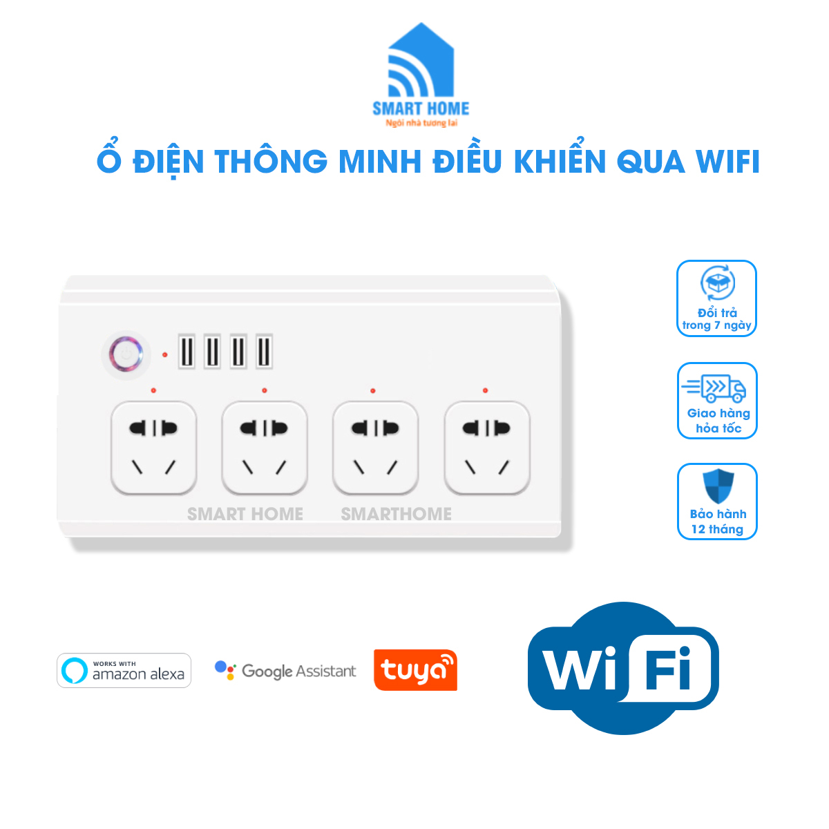 Ổ cắm điện hẹn giờ, ổ cắm điện wifi thông minh, sử dụng app tuya