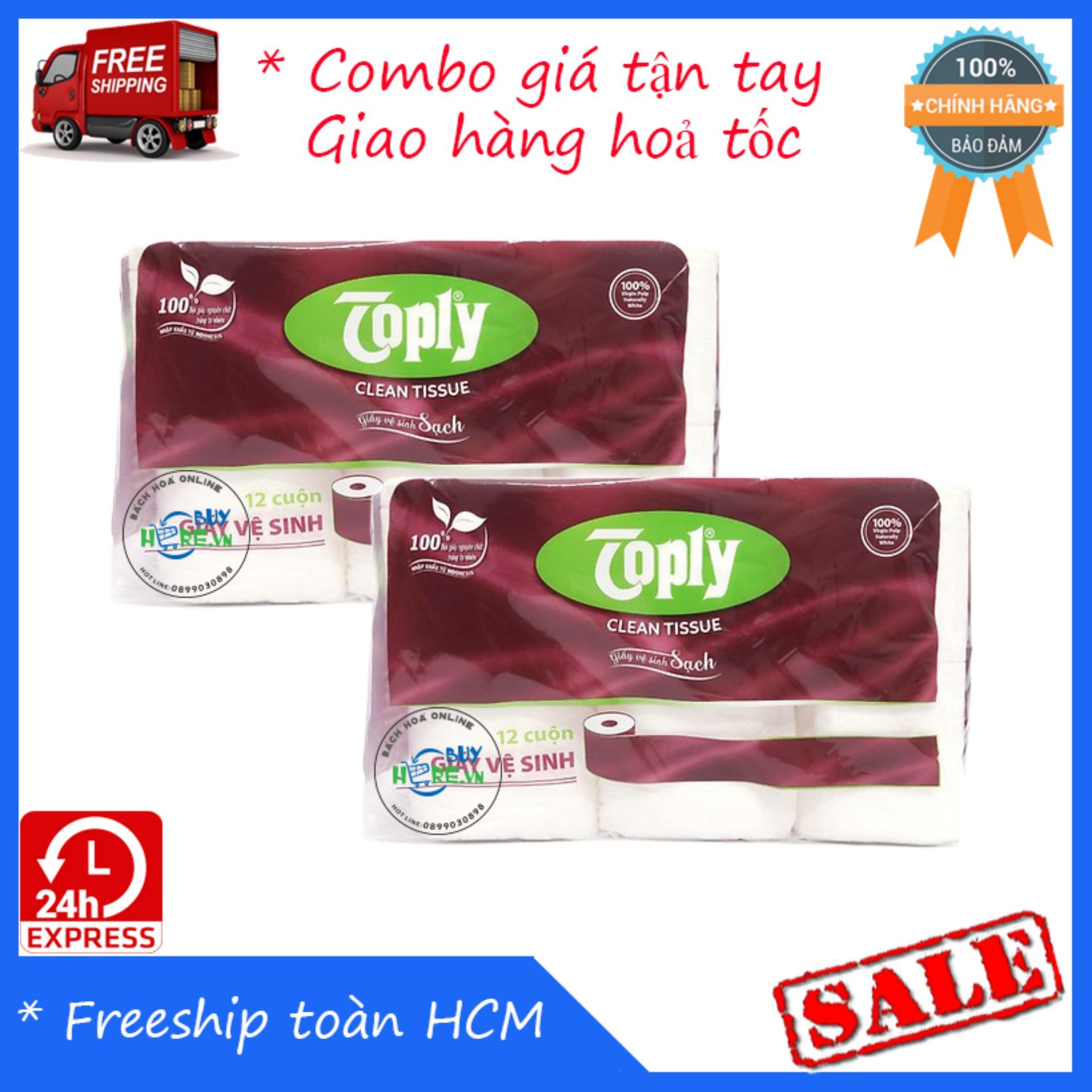 [HCM]Combo 2 lốc Toply 12 cuộn 2 lớp