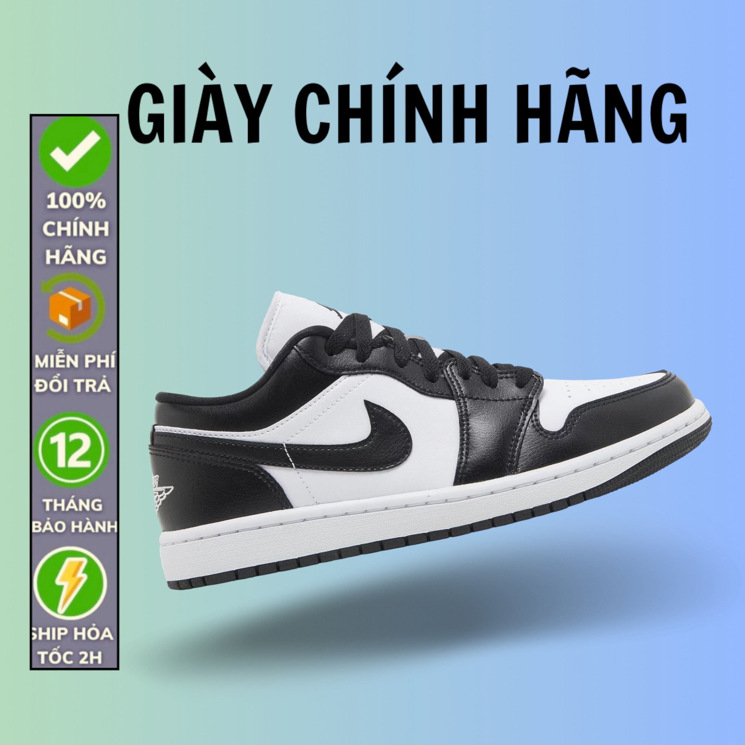 (Chính Hãng) Giày Air Jordan 1 Low Panda White Black DC0774-101