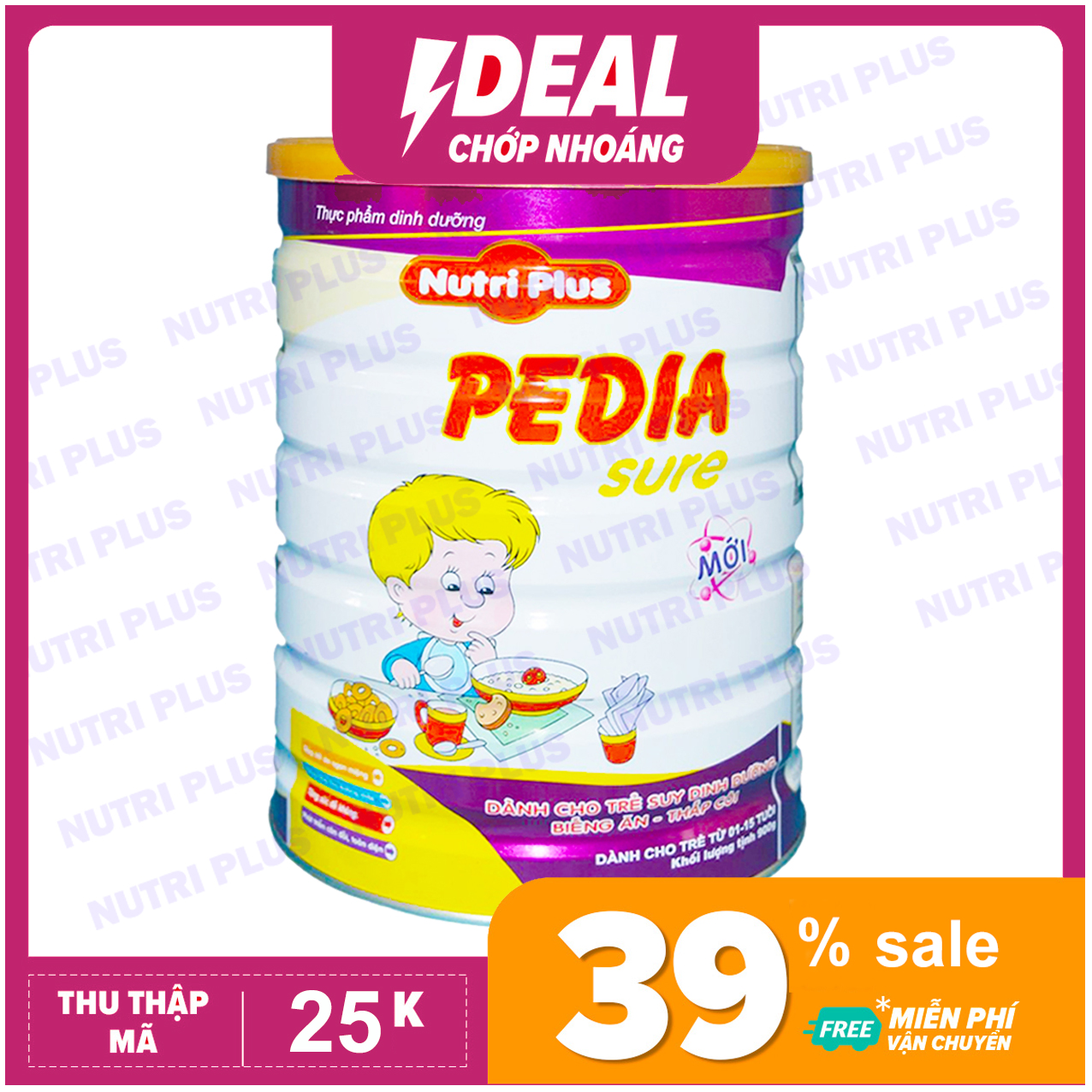 Sữa PEDEA dành cho trẻ suy dinh dưỡng NUTRI PLUS -900G -Không dành cho trẻ dưới 2 tuổi