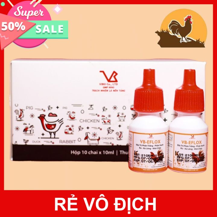 Vb-eflox -10 lọ x 10 ml phân trắng, phân xanh, rù, xù lông