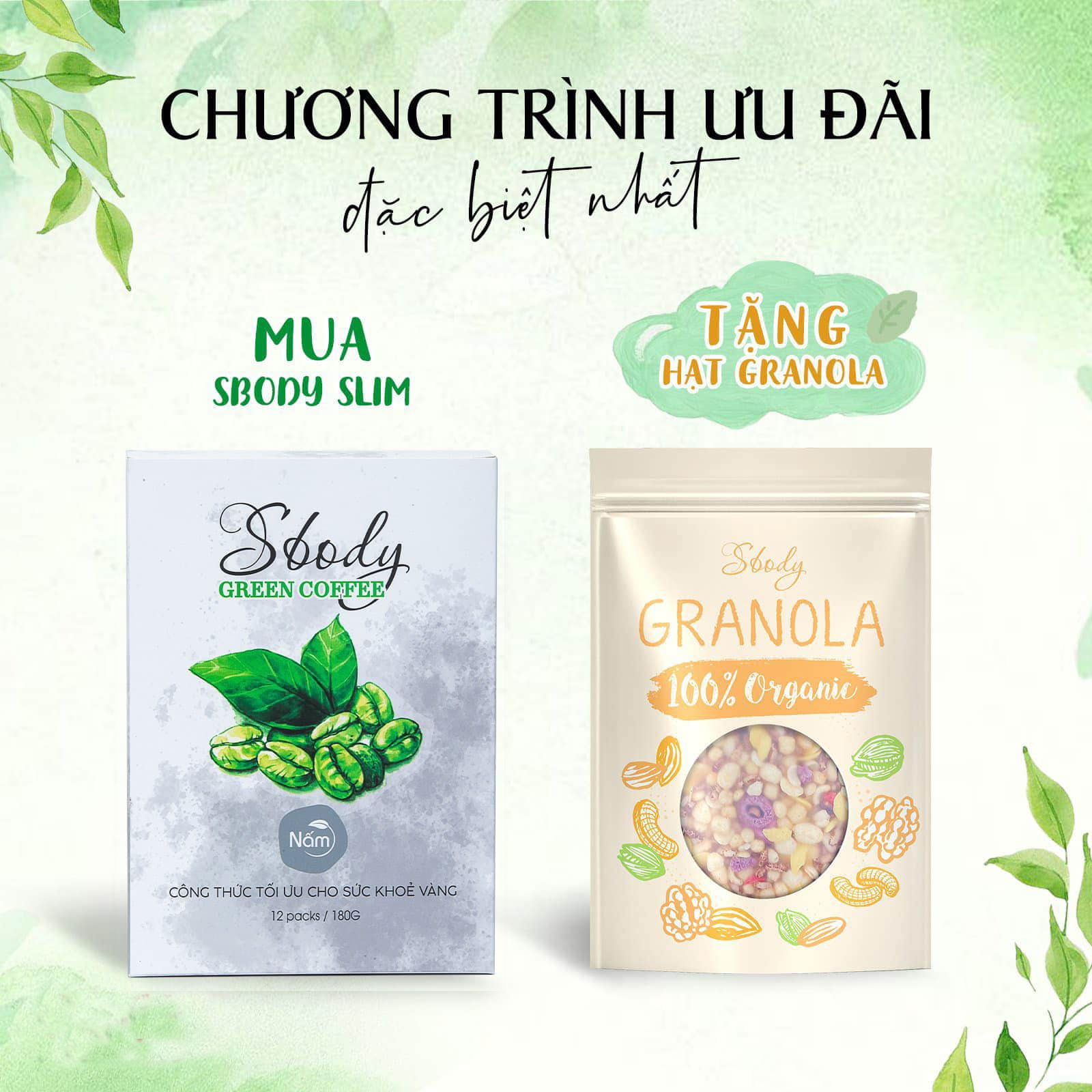 Giảm cân sbody green coffee và sbody slim nấm viên thải mỡ hiệu quả tabaha