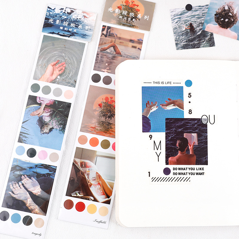 Sticker (hình dán) ẢNH VÀ DÁN Ô TRÒN set 3 tấm nông trại mây trang trí sổ, album, nhật ký, lưu bút