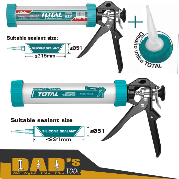 Ống bắn silicon công nghiệp dạng keo xúc xích 235/305mm - total tht20109/112