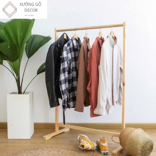 Giá treo quần áo thanh đơn gỗ tự nhiên cao cấp