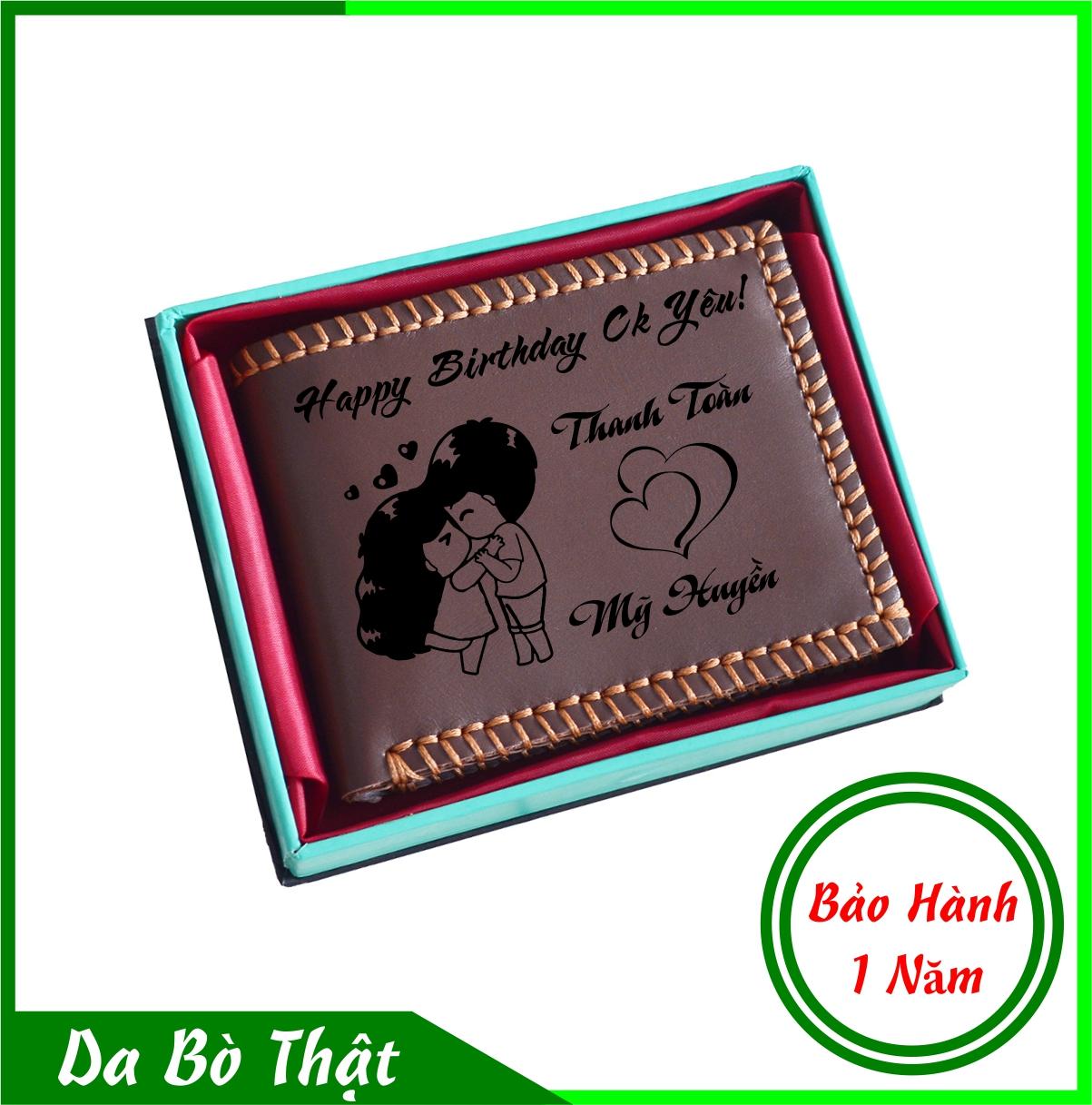 Bóp Nam Khắc lazer Tên - Con giáp - Cha mẹ - chữ lồng tình yêu Shakavn SKVN11