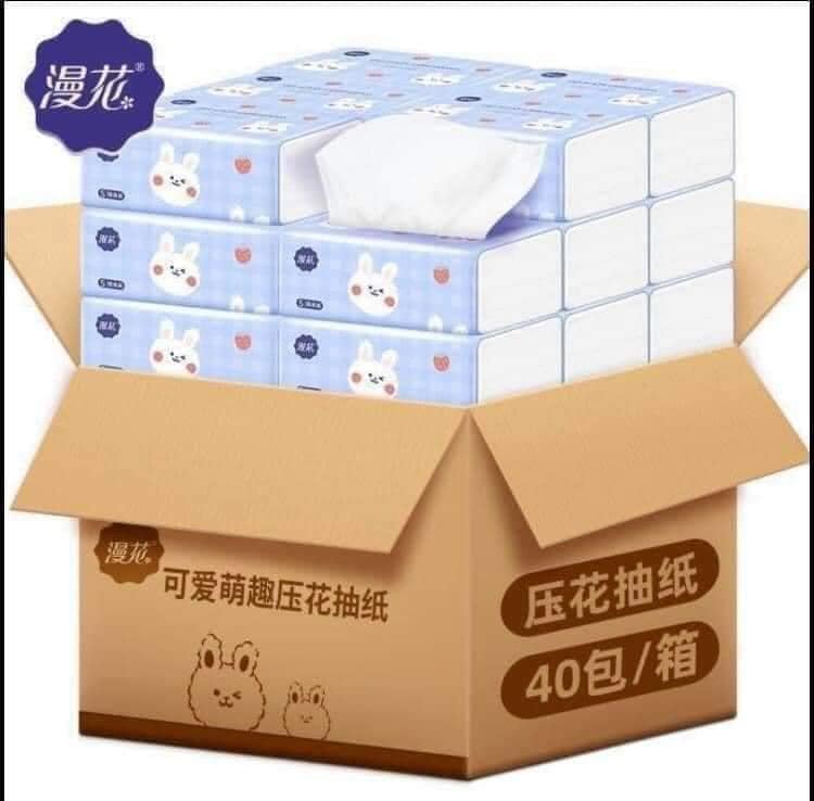 Thùng 40 gói giấy ăn thỏ trắng siêu dai, siêu mịn
