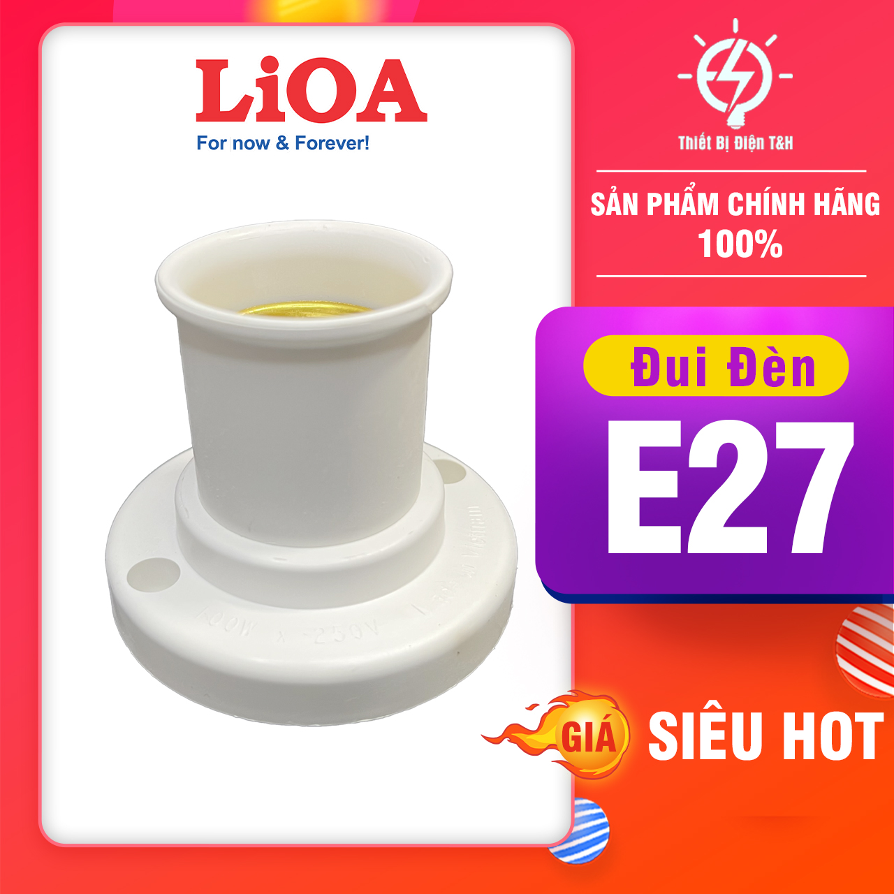 Đui đèn e27, gắn tường, vuông góc 90 độ gắn tường, lioa, ddx90, thiết bị điện t&h